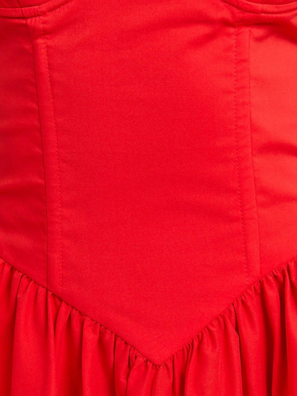 Showpo Bold Red Strapless Midi Dress with Fitted Corset - Picture 4 of 6